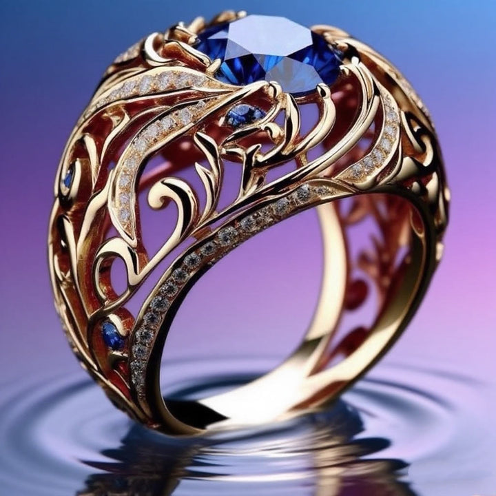 FREE Today: Blue Gold Sapphire Crystal Wave Tone Ring - image 7