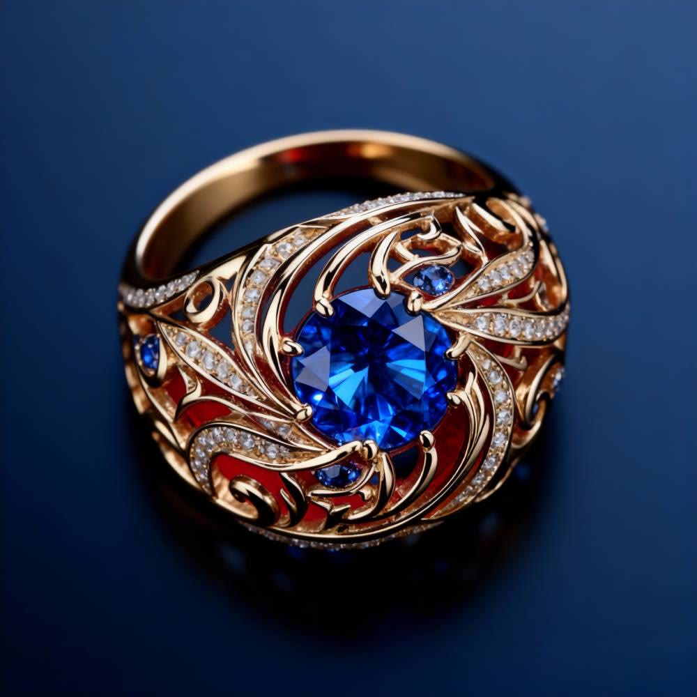 FREE Today: Blue Gold Sapphire Crystal Wave Tone Ring - image 3