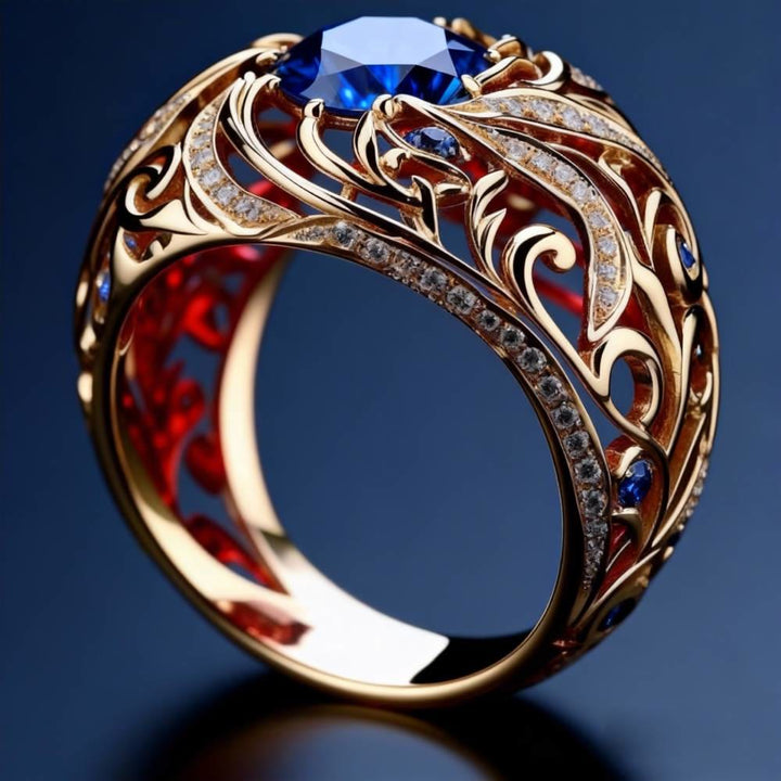 FREE Today: Blue Gold Sapphire Crystal Wave Tone Ring - image 4