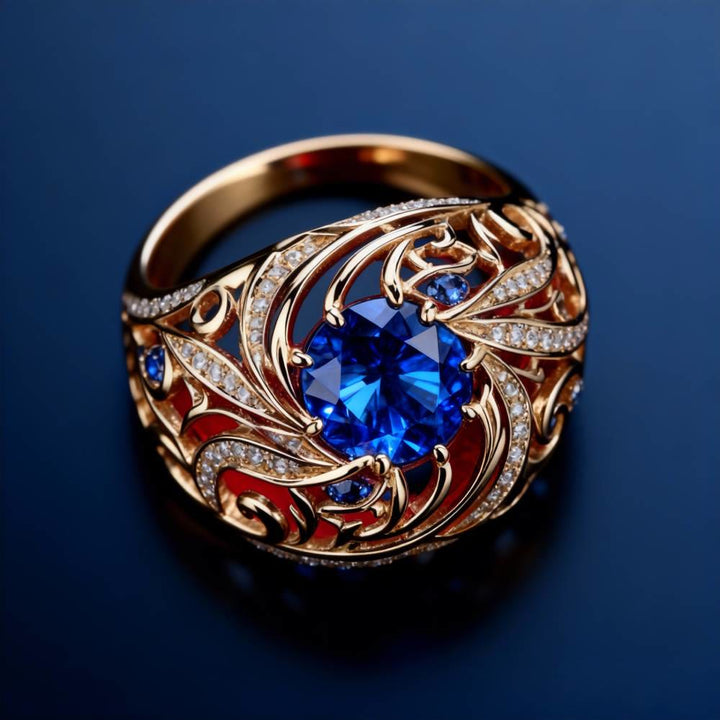 FREE Today: Blue Gold Sapphire Crystal Wave Tone Ring - image 3