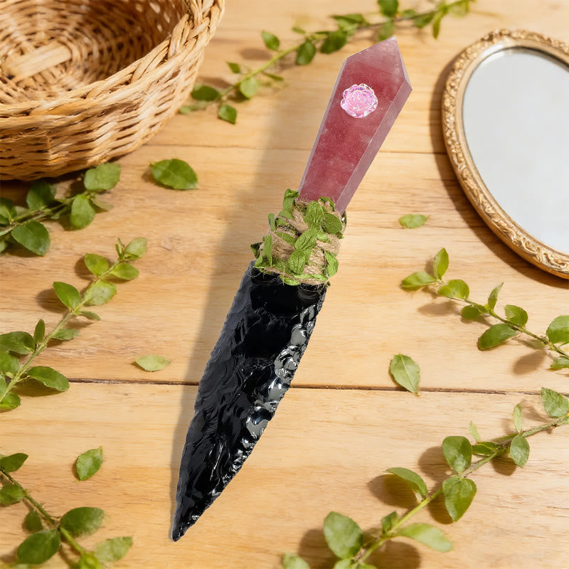 Olivenorma Raw Stone Natural Crystal Dagger Gemstone Decoration - Strawberry Quartz - image 5