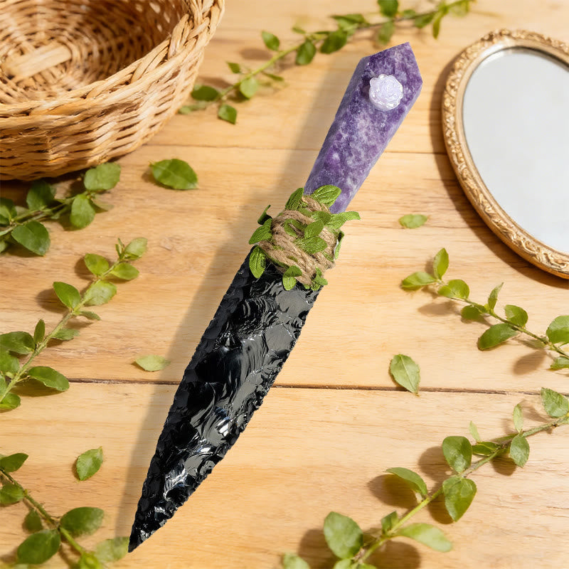 Olivenorma Raw Stone Natural Crystal Dagger Gemstone Decoration - Lepidolite - image 13