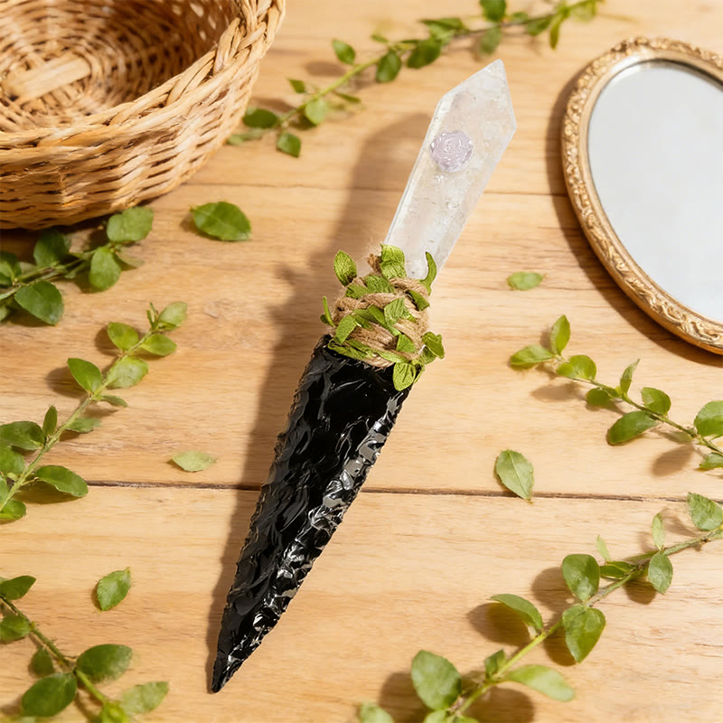 Olivenorma Raw Stone Natural Crystal Dagger Gemstone Decoration - Clear Quartz - image 3