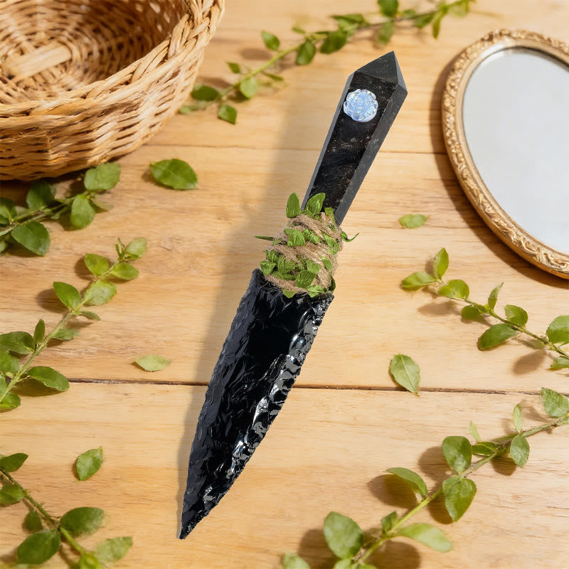Olivenorma Raw Stone Natural Crystal Dagger Gemstone Decoration - Black Onyx - image 7