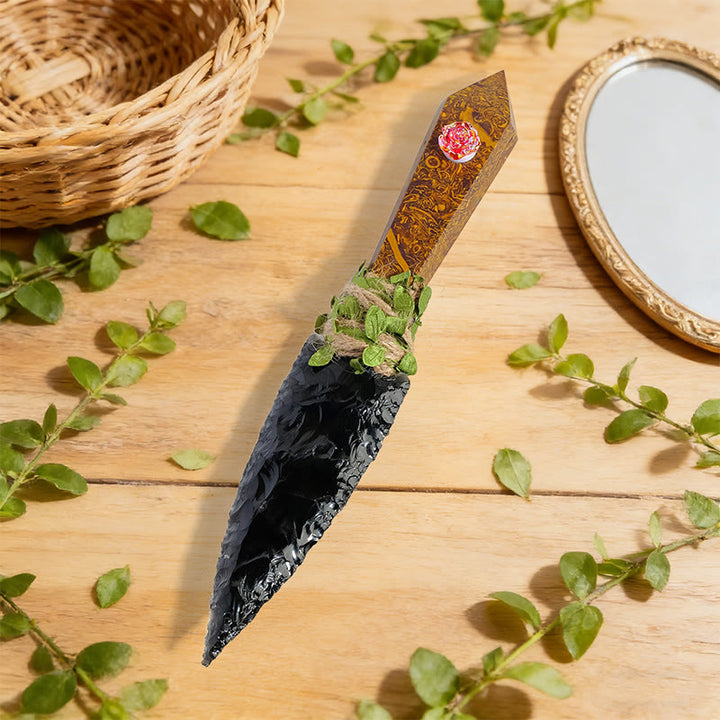 Olivenorma Raw Stone Natural Crystal Dagger Gemstone Decoration - Picture Jasper - image 9