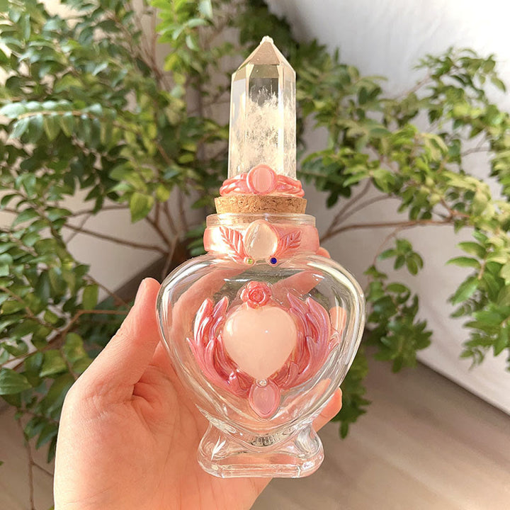 Olivenorma Pink Crystal Magic Bottle Gemstone Decoration - Clear Quartz - Tower - image 2