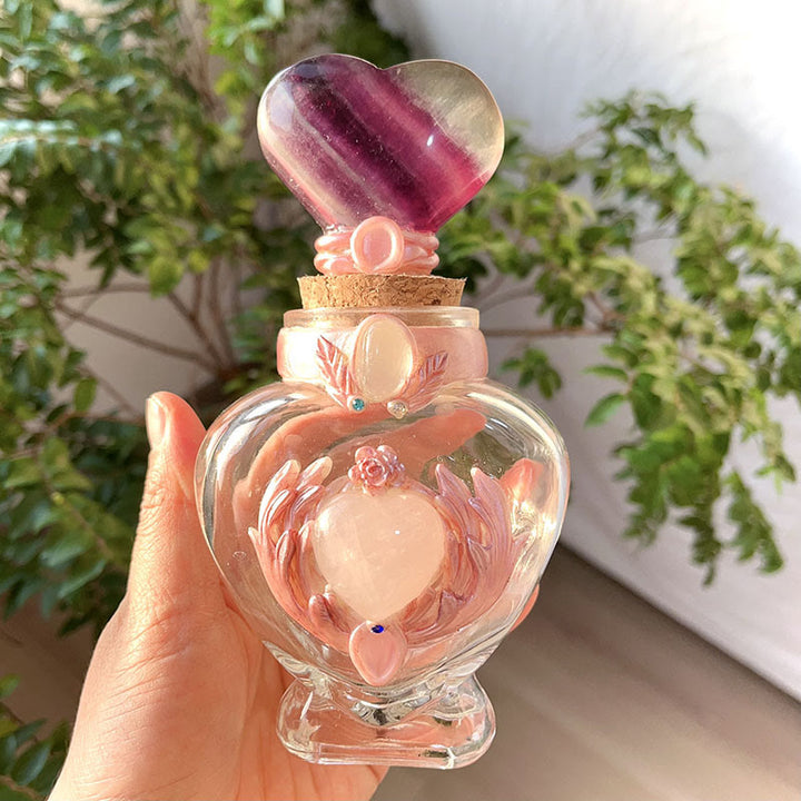 Olivenorma Pink Crystal Magic Bottle Gemstone Decoration - Fluorite - Heart - image 10