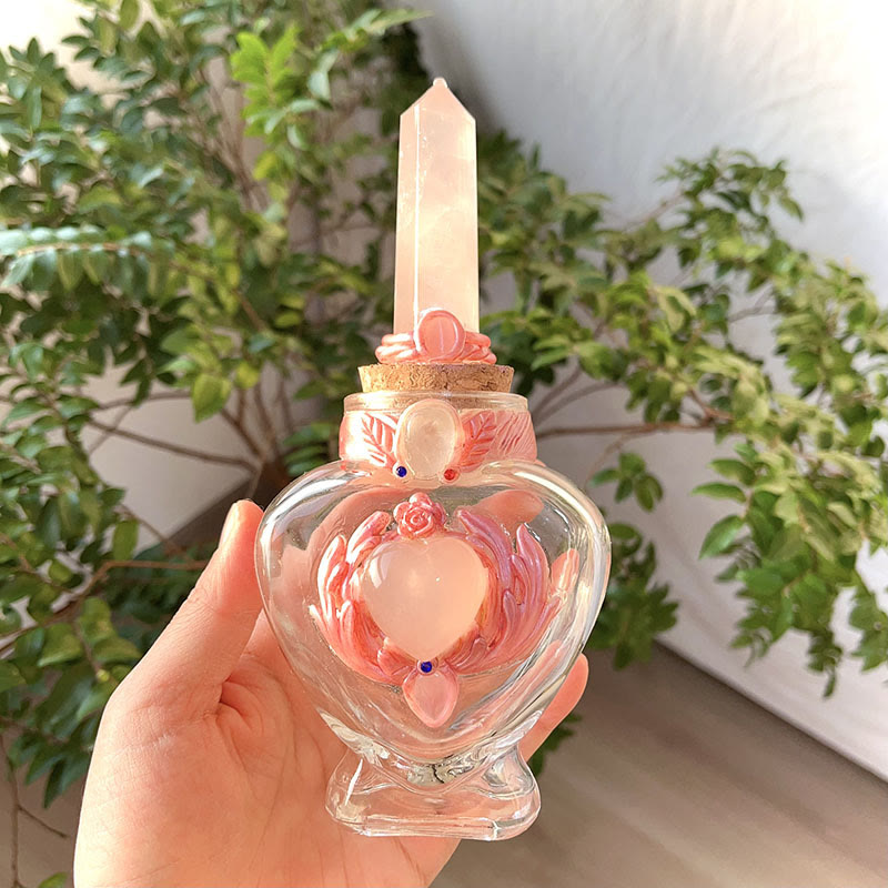 Olivenorma Pink Crystal Magic Bottle Gemstone Decoration - Rose Quartz - Tower - image 6
