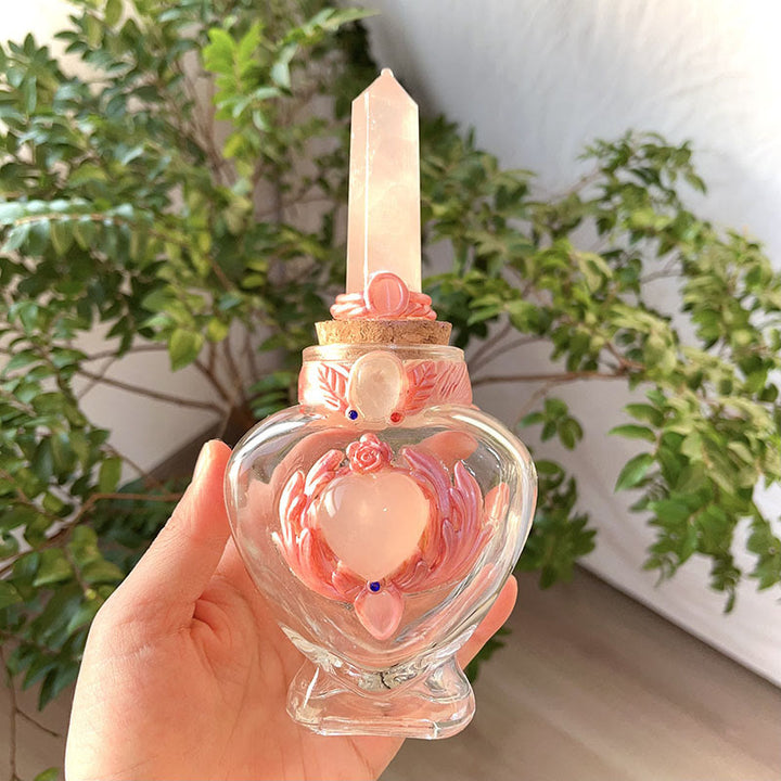 Olivenorma Pink Crystal Magic Bottle Gemstone Decoration - Rose Quartz - Tower - image 6
