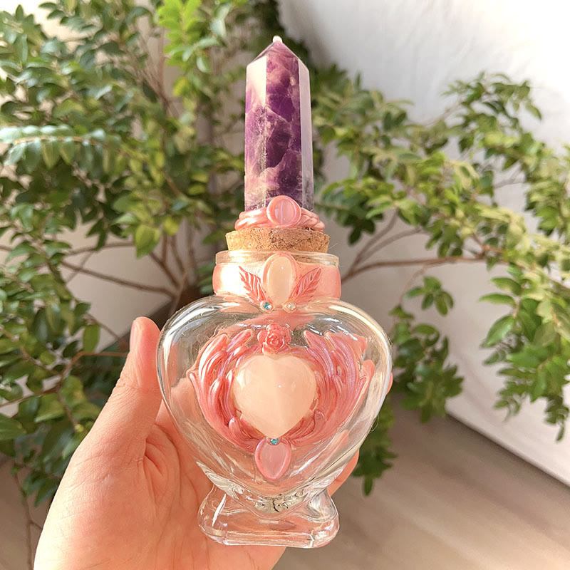 Olivenorma Pink Crystal Magic Bottle Gemstone Decoration - Amethyst - Tower - image 13