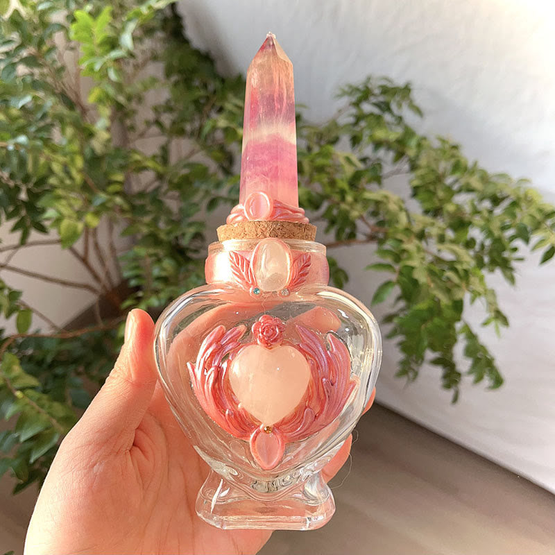 Olivenorma Pink Crystal Magic Bottle Gemstone Decoration - Fluorite - Tower - image 11