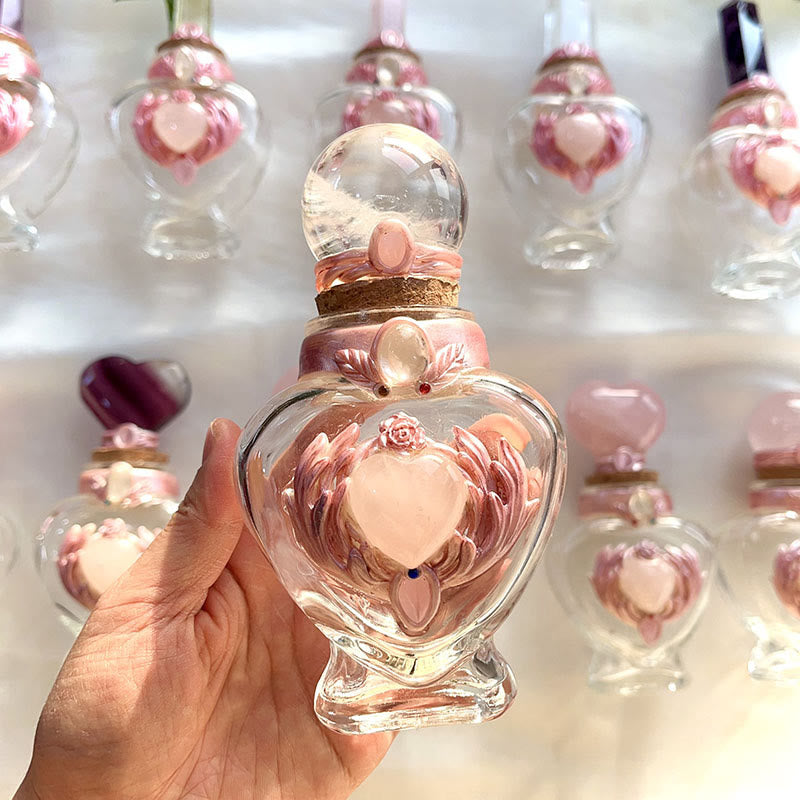 Olivenorma Pink Crystal Magic Bottle Gemstone Decoration - image 0