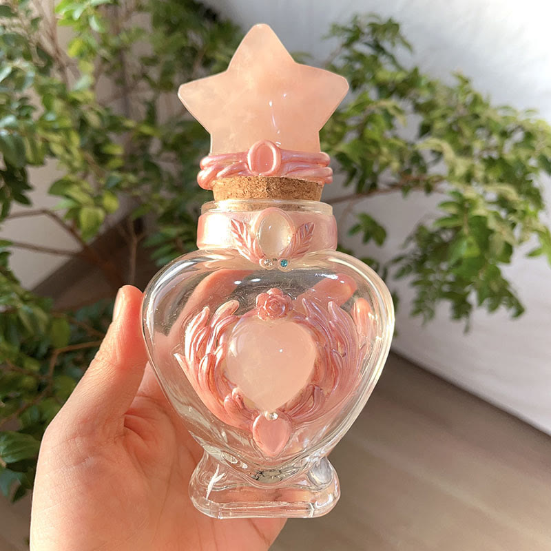 Olivenorma Pink Crystal Magic Bottle Gemstone Decoration - Rose Quartz - Star - image 8
