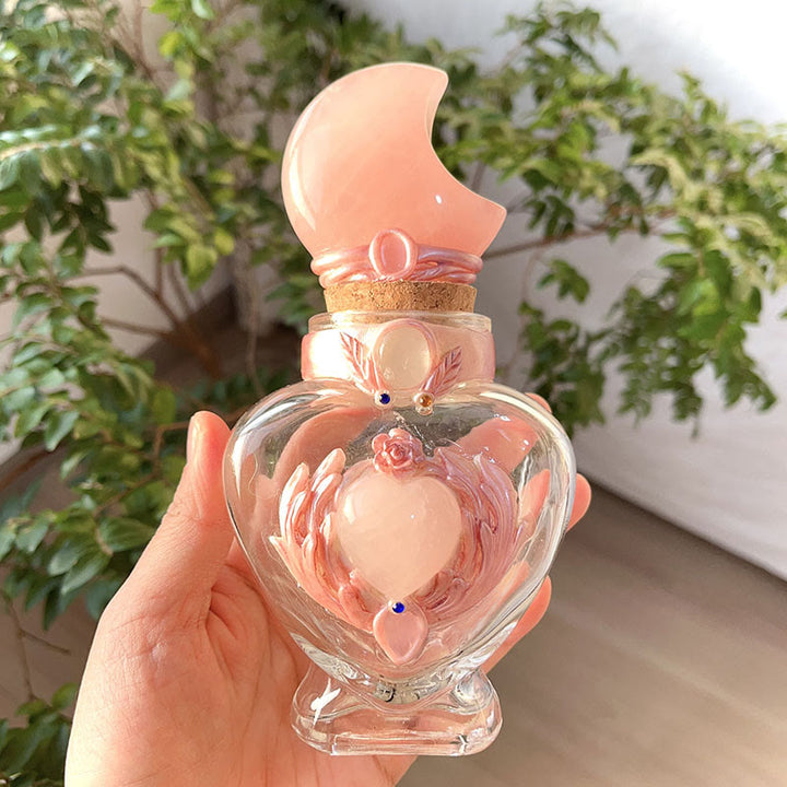 Olivenorma Pink Crystal Magic Bottle Gemstone Decoration - Rose Quartz - Moon - image 7