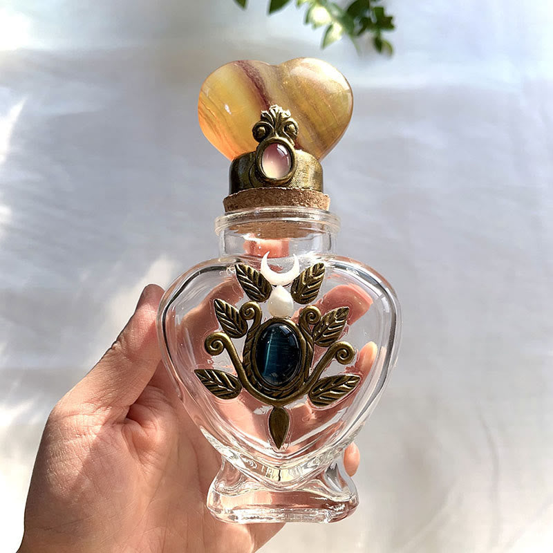 Olivenorma Natural Crystal Magic Energy Bottle Gemstone Decoration - Fluorite - Heart - image 10