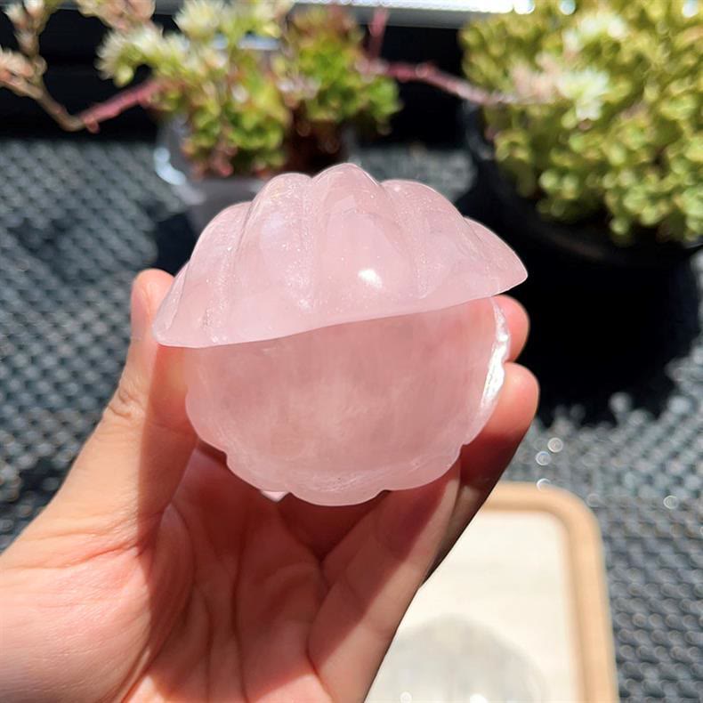 Olivenorma Clear Quartz&Rose Quartz Crystal Shell Gemstone Decoration - Rose Quartz - 7*5.5cm - image 4