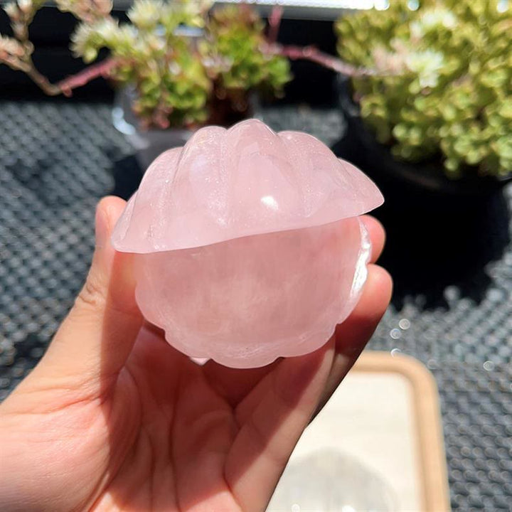 Olivenorma Clear Quartz&Rose Quartz Crystal Shell Gemstone Decoration - Rose Quartz - 7*5.5cm - image 4