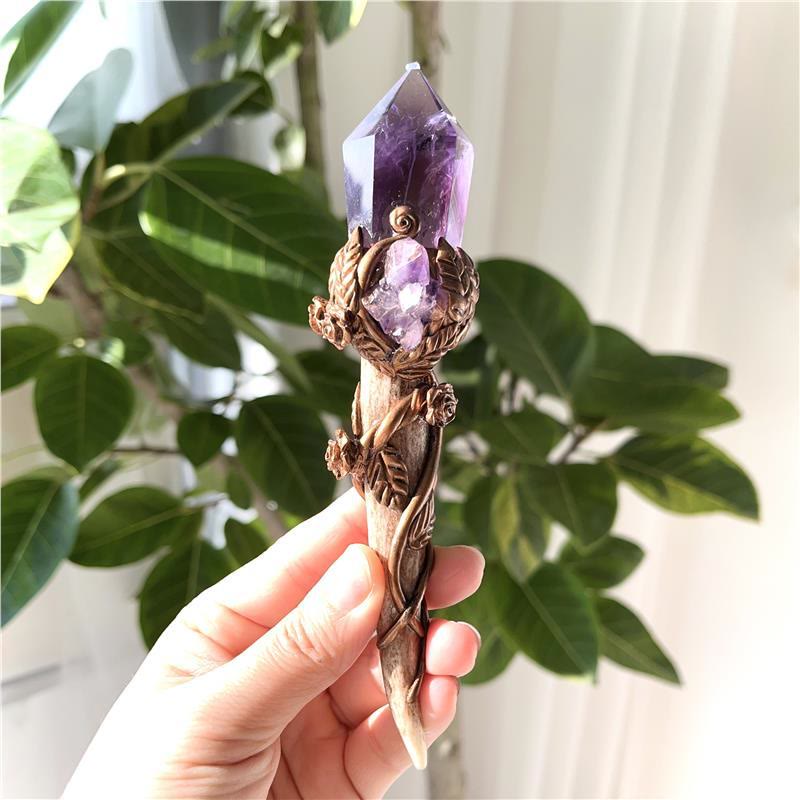 Olivenorma Amethyst Antler Wand Healing Gemstone Decoration - Amethyst - Single Piece - image 0