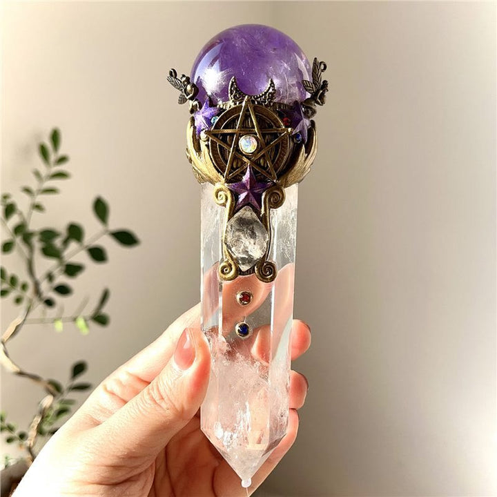 Olivenorma Natural Stone Crystal Healing Wand Gemstone Decoration - Amethyst - image 0