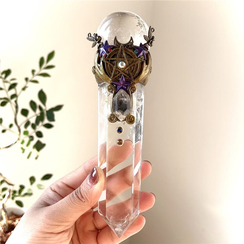 Olivenorma Natural Stone Crystal Healing Wand Gemstone Decoration - Clear Quartz - image 2
