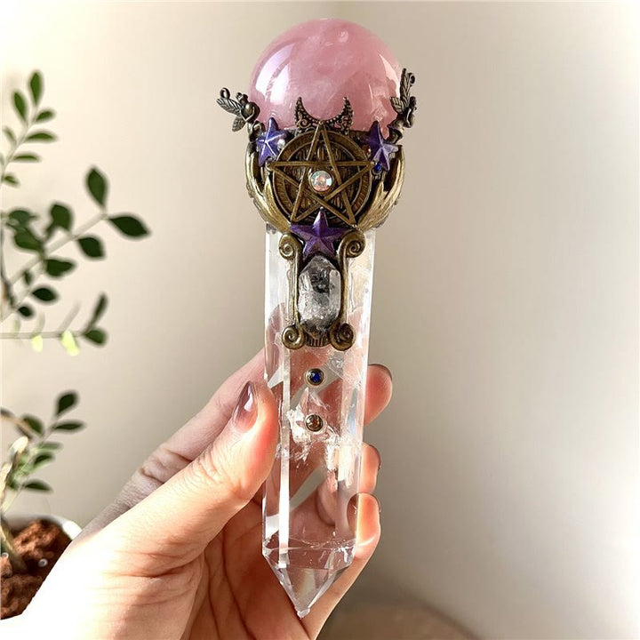 Olivenorma Natural Stone Crystal Healing Wand Gemstone Decoration - Rose Quartz - image 4