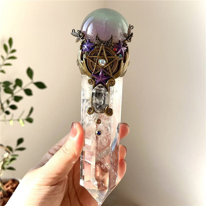 Olivenorma Natural Stone Crystal Healing Wand Gemstone Decoration - Fluorite - image 6