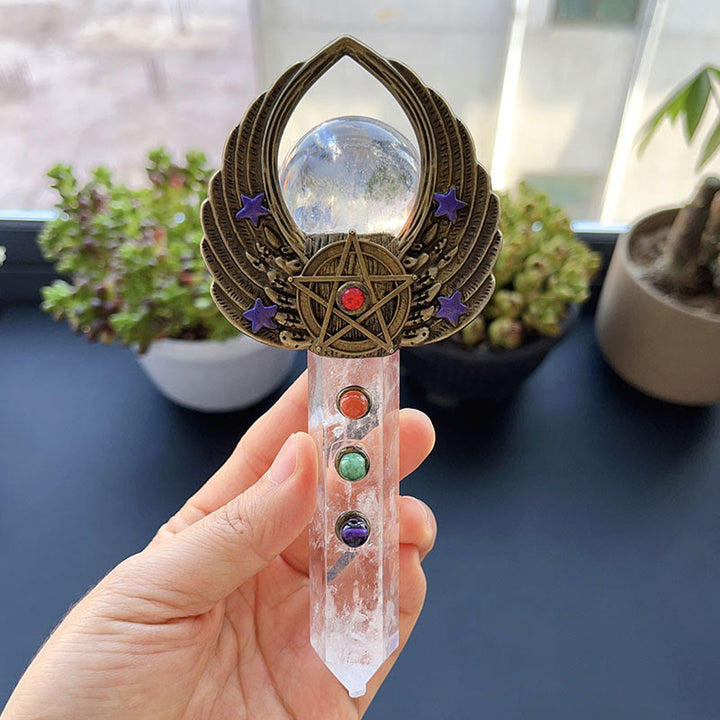 Olivenorma Natural Crystal Magic Wand Gemstone Decoration - Clear Quartz - Style#02 - image 19