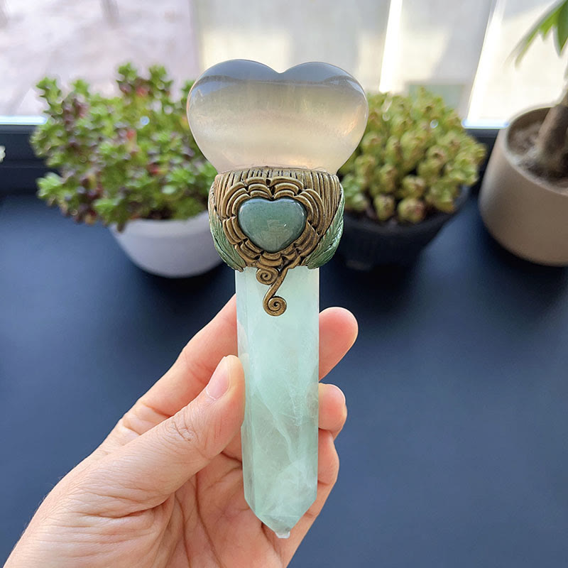 Olivenorma Natural Crystal Magic Wand Gemstone Decoration - Yellow Fluorite&Green Fluorite - Style#01 - image 15