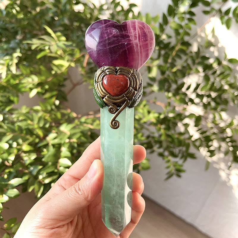 Olivenorma Natural Crystal Magic Wand Gemstone Decoration - Purple Fluorite&Green Fluorite - Style#01 - image 21