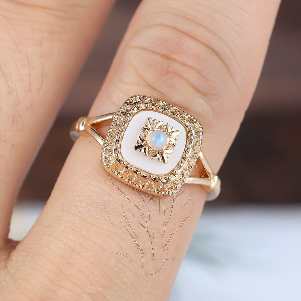 Olivenorma Square Clear Quartz Vintage Ring - image 1