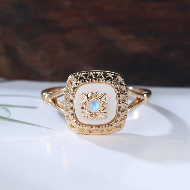 Olivenorma Square Clear Quartz Vintage Ring - image 2