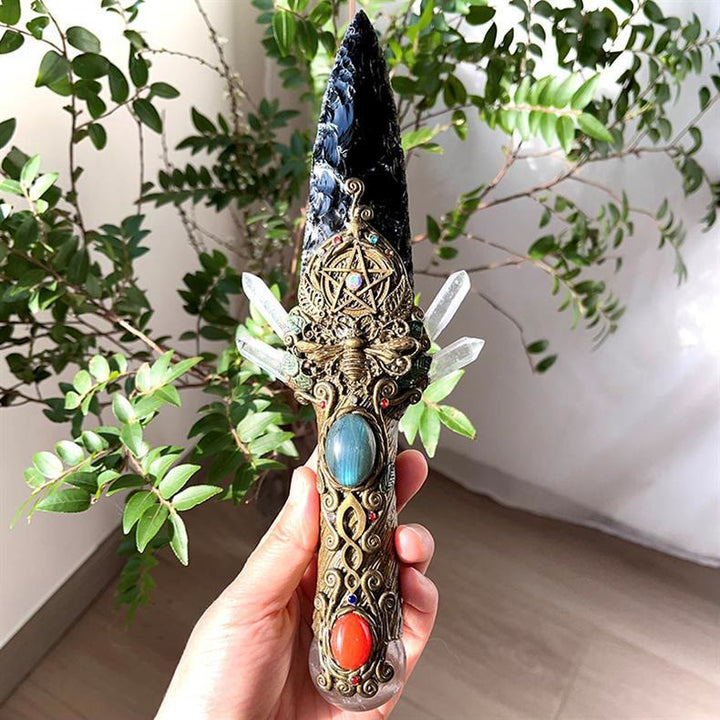Olivenorma Obsidian Natural Crystal Dagger Wand Gemstone Decoration - Obsidian - Single Piece - image 1