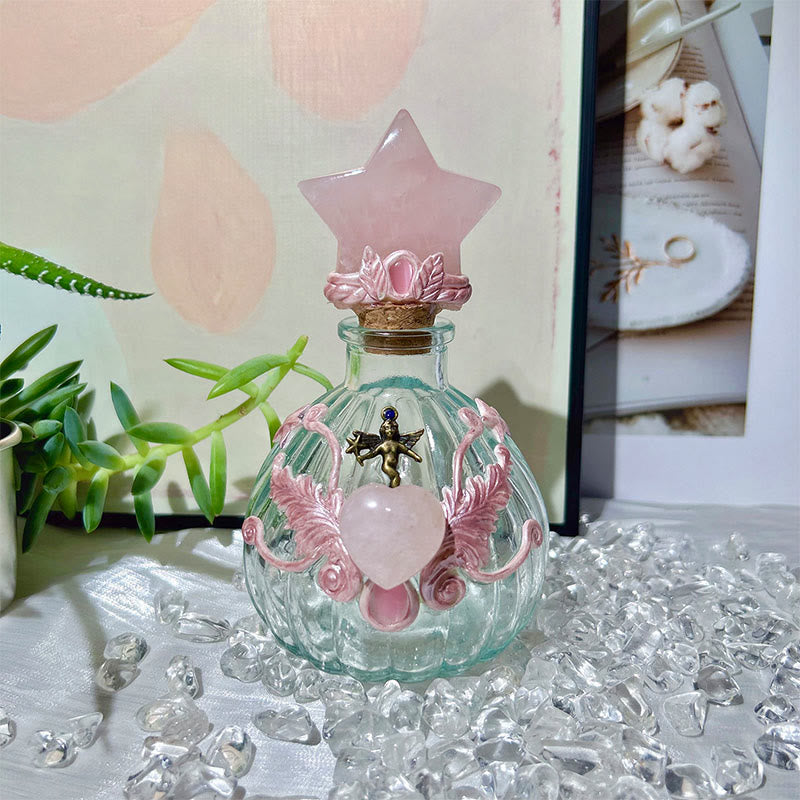 Olivenorma Natural Crystal Magic Bottle Charm Gemstone Decoration - Rose Quartz - Star - image 5
