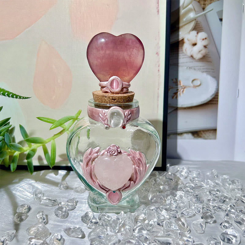 Olivenorma Natural Crystal Magic Bottle Charm Gemstone Decoration - Fluorite - Heart - image 6