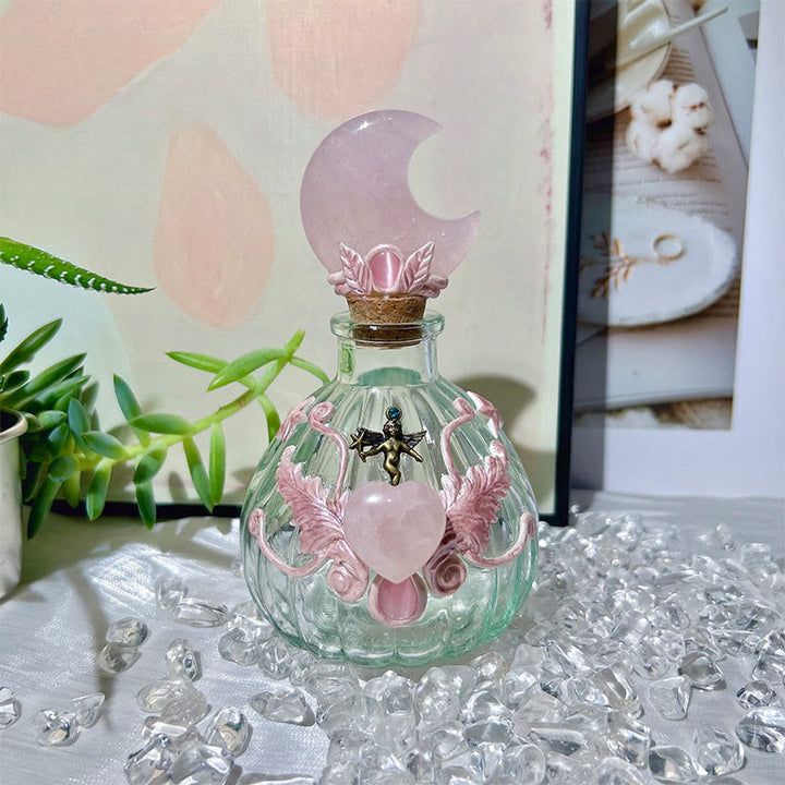 Olivenorma Natural Crystal Magic Bottle Charm Gemstone Decoration - Rose Quartz - Moon - image 4