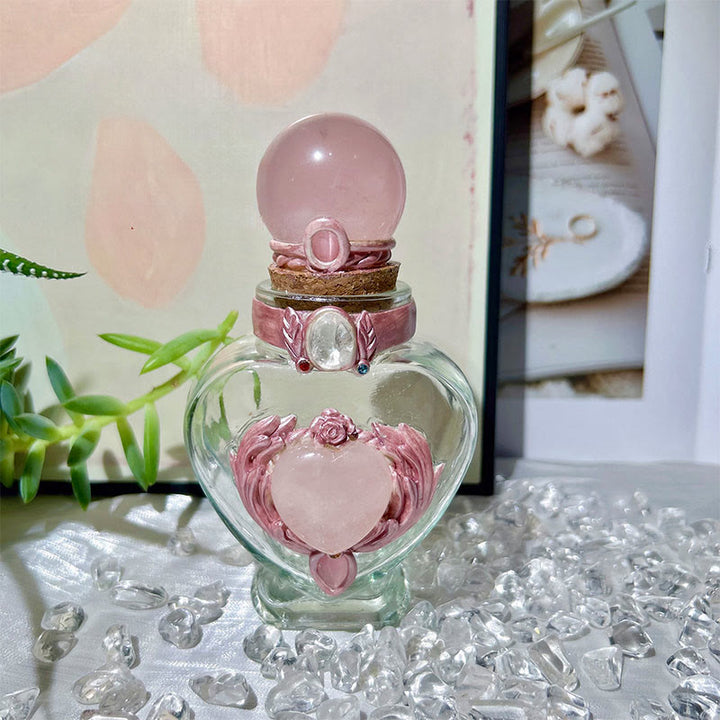 Olivenorma Natural Crystal Magic Bottle Charm Gemstone Decoration - Rose Quartz - Sphere - image 2