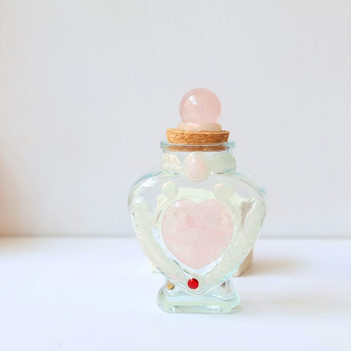 Olivenorma Natural Crystal Glass Wish Bottle Gemstone Decoration - Rose Quartz - image 3