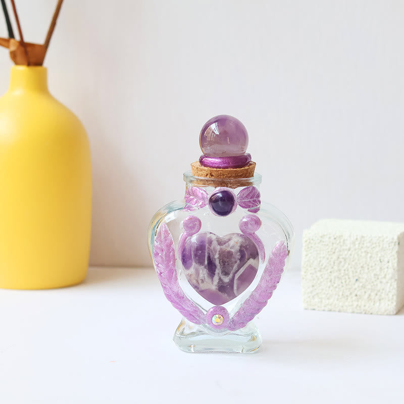 Olivenorma Natural Crystal Glass Wish Bottle Gemstone Decoration - Amethyst - image 1