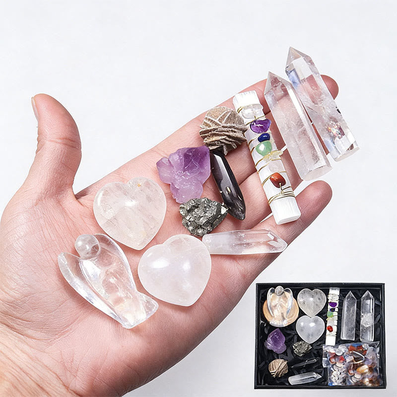 Olivenorma Natural stone Angel&Tower&Heart Crystal Box Set - Clear Quartz - image 13