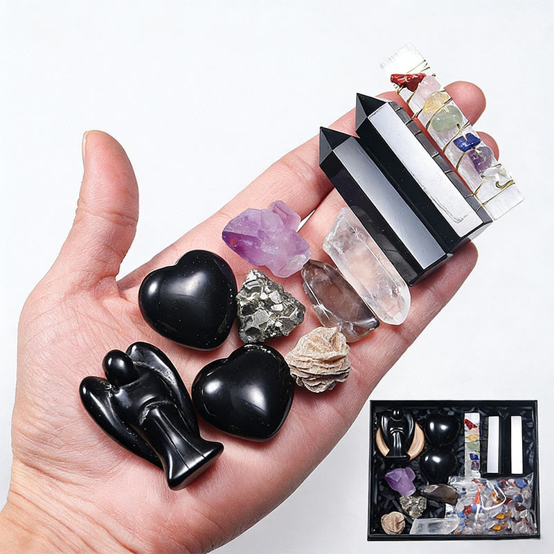 Olivenorma Natural stone Angel&Tower&Heart Crystal Box Set - Obsidian - image 15