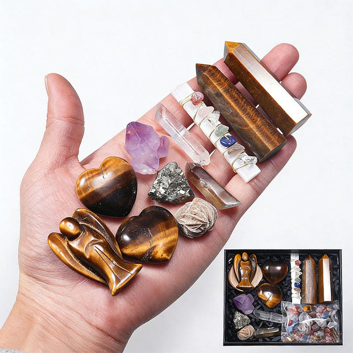 Olivenorma Natural stone Angel&Tower&Heart Crystal Box Set - Tiger Eye - image 7