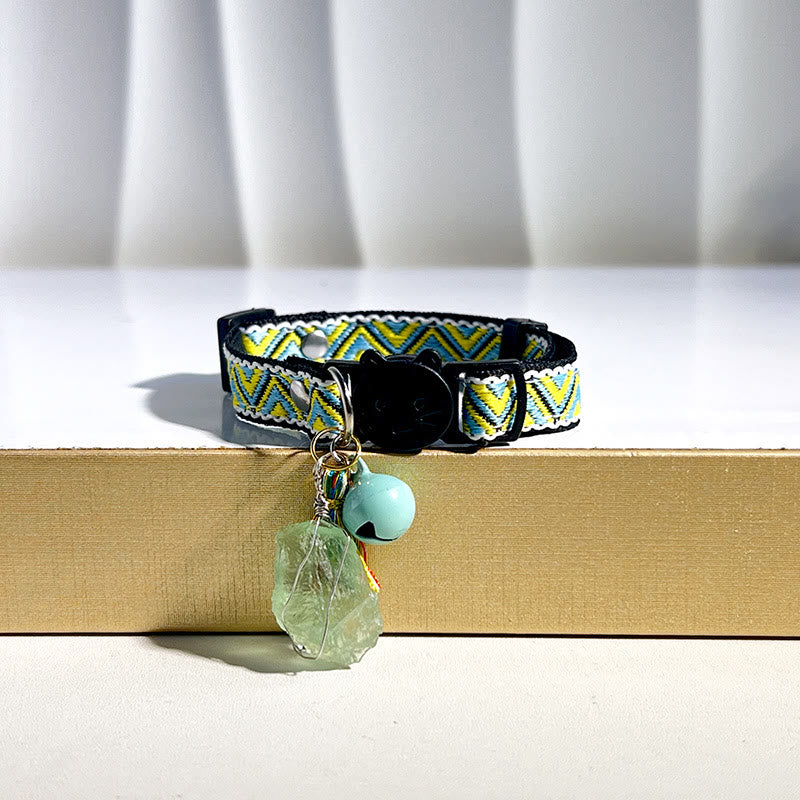 Olivenorma Cute Kitten Healing Crystal Bohemian Style Pet Collar - Green Fluorite - image 7