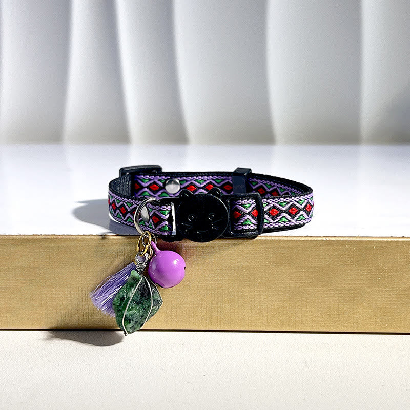 Olivenorma Cute Kitten Healing Crystal Bohemian Style Pet Collar - Ruby Zoisite - image 11