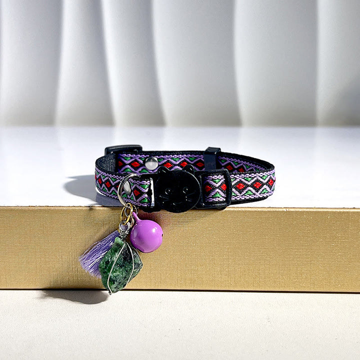 Olivenorma Cute Kitten Healing Crystal Bohemian Style Pet Collar - Ruby Zoisite - image 11