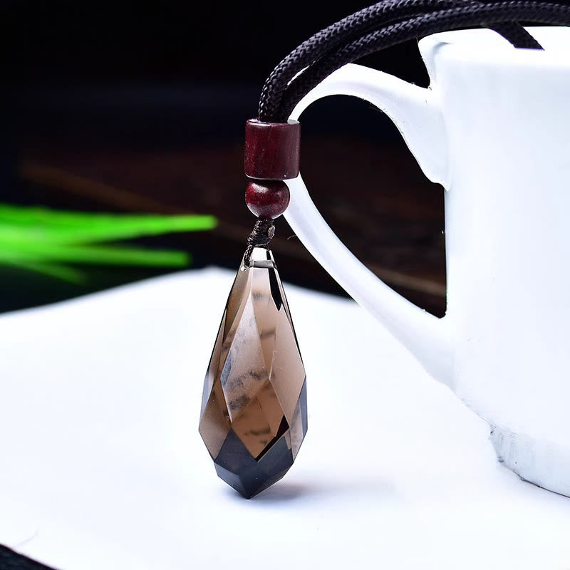 Olivenorma Natural Stone Raw Teardrop Pendant Necklace - Smoky Quartz - image 3