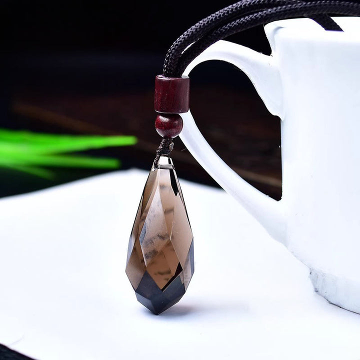 Olivenorma Natural Stone Raw Teardrop Pendant Necklace - Smoky Quartz - image 3