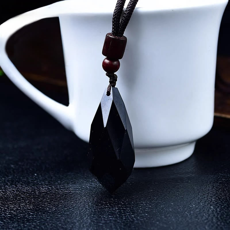 Olivenorma Natural Stone Raw Teardrop Pendant Necklace - Obsidian - image 17