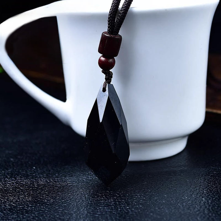 Olivenorma Natural Stone Raw Teardrop Pendant Necklace - Obsidian - image 17