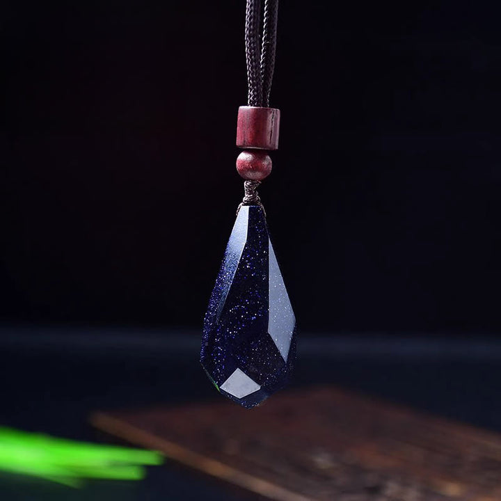 Olivenorma Natural Stone Raw Teardrop Pendant Necklace - Blue Sandstone - image 15