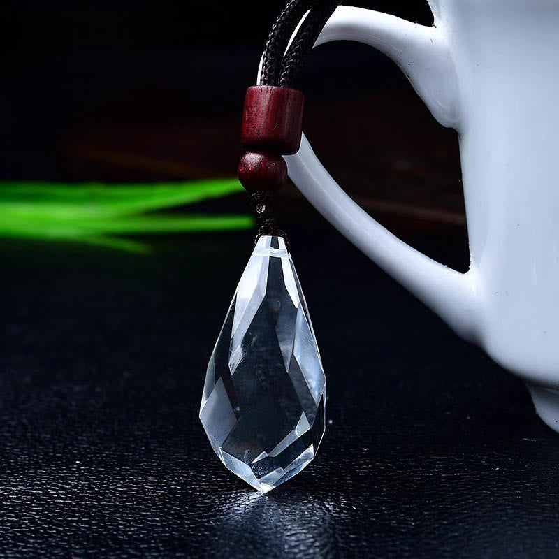 Olivenorma Natural Stone Raw Teardrop Pendant Necklace - Clear Quartz - image 9